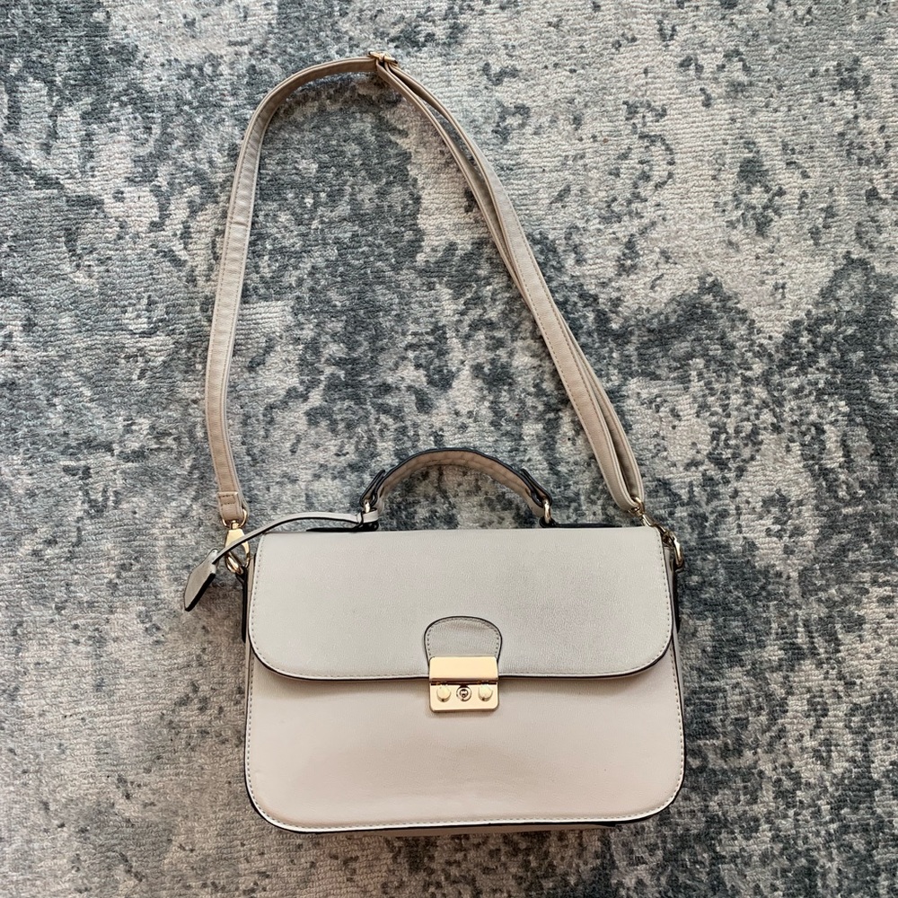 Vegan leather structured satchel crossbody bag